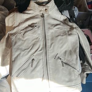 Real leather, authentic Michael Kors, light gray leather jacket
